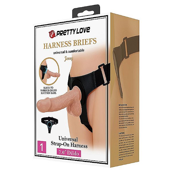 Cinta Peniana com Base para Ventosa 26 cm Jerry Pretty Love - 7611