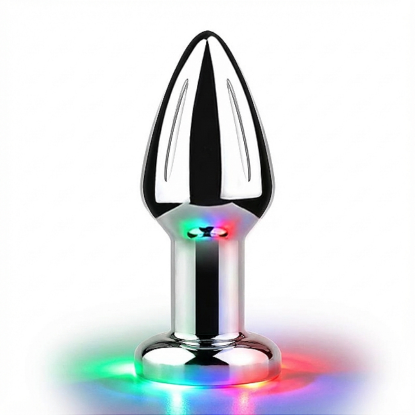Plug Anal em Aço por App com Vibro e Luz de Led - 8641