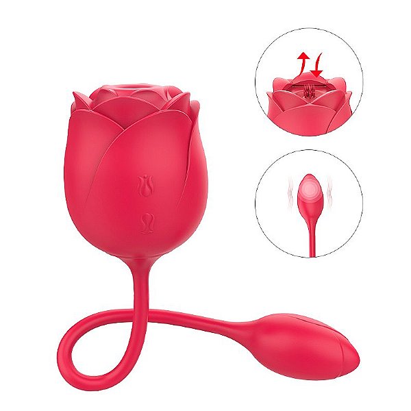 Vibrador sugador formato de Rosa com 9 Vibrações - 7074