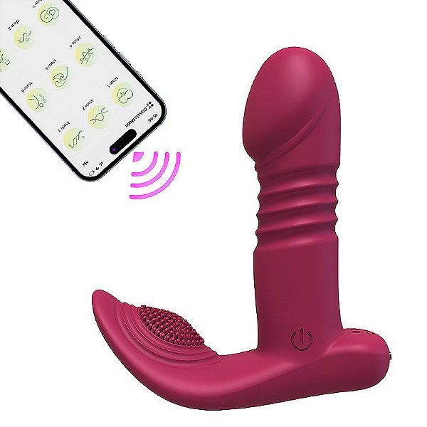 Vibrador de Ponto G e Clitóris com Vai e vem - Lillie - APP - 8976