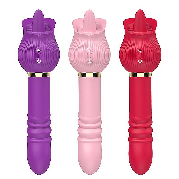 Vibrador de Ponto G e Clitóris / Rosa com Língua e Vai e vem -8884