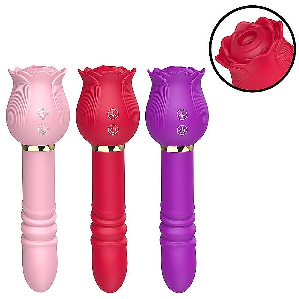 Vibrador Rosa com Pulsação e Movimento Vai e Vem - 8883