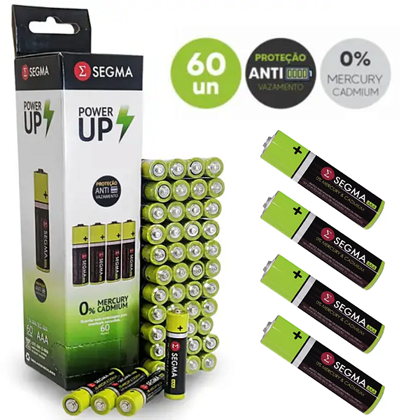 Pilhas AAA Power UP 4un Segma CX 60 pilhas - SEG02-60