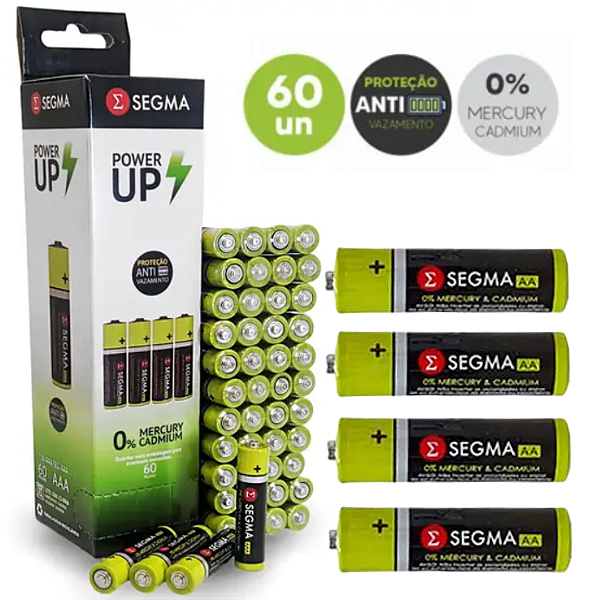 Pilhas AA Power UP 4un Segma CX 60 pilhas - SEG01-60