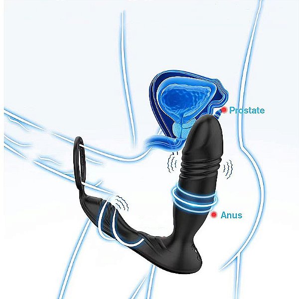 Vibrador Próstata Anel Vai e Vem - 10 Modos Controle APP - 8590