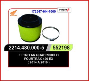 FILTRO DE AR QUADRICICLO FOURTRAX 420 EX (2014/2019 ) w