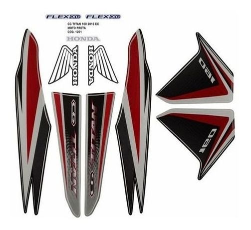 KIT DE FAIXAS TITAN 160 PRETA 2016 EX k