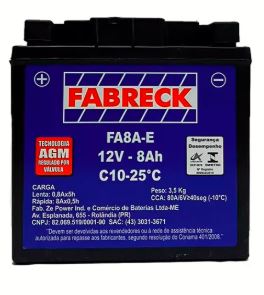 BATERIA FABRECK 8 AH YES/INTRUDER 125/ GS 125/ V-BLADE (FACBRECK 158