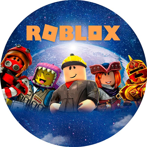 Painel de Festa em Tecido - Roblox Espaço Logo Laranja - Via Cores