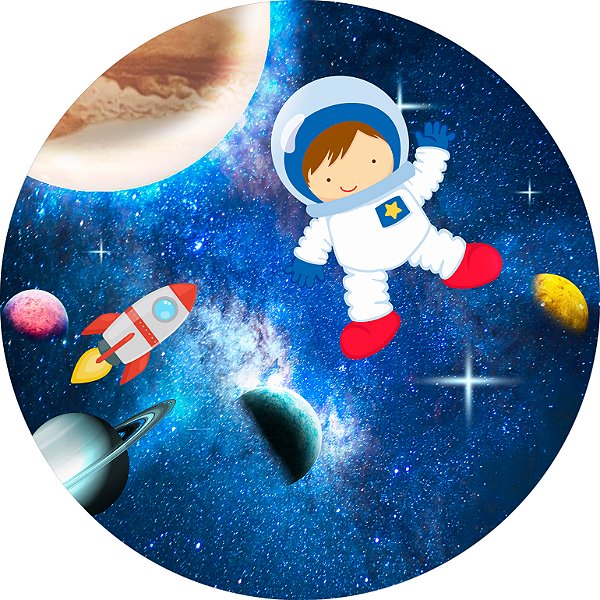 Painel de Festa em Tecido - Astronauta Galáxia