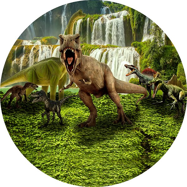 Painel De Festa Vertical + Trio De Capas Cilindro - Jurassic World Dinossauro  Rex Realista - Via Cores - Paineis de Festa