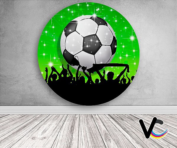 Painel de Festa em Tecido - Futebol Bola Torcida Verde
