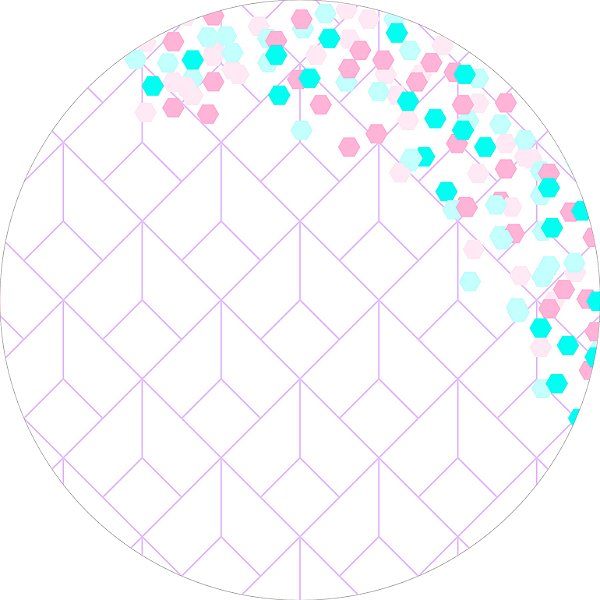 Painel de Festa em Tecido - Flores e Geométricos (Tiffany, Lilás e Rosa)