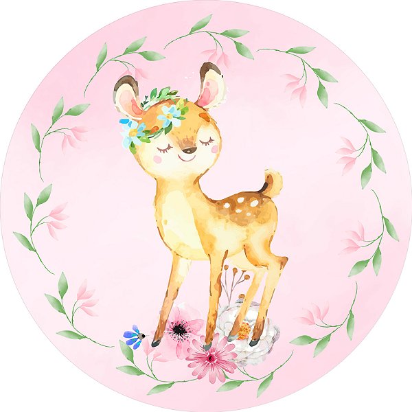 Painel de Festa em Tecido - Bosque Cute Rosa