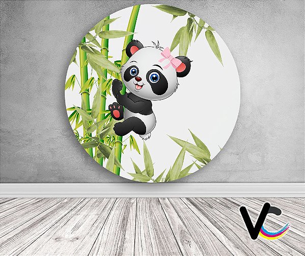 Painel de Festa em Tecido - Panda Bambus Aquarela clipart