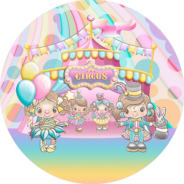 Painel de Festa em Tecido - Circo Rosa Candy Color 2