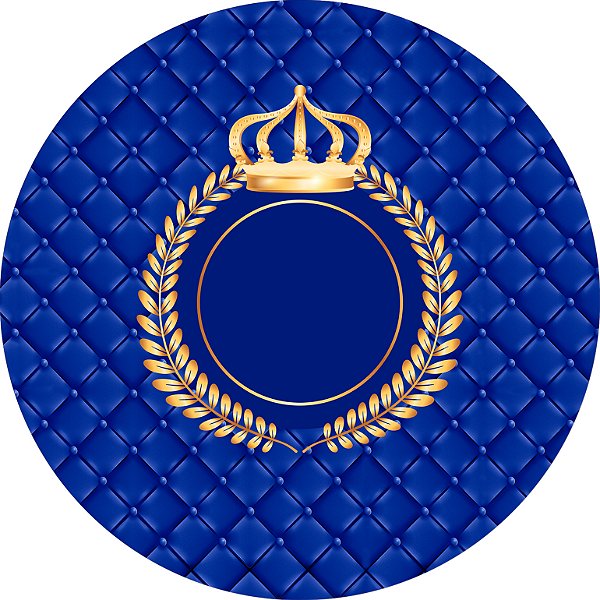 Painel de Festa em Tecido - Realeza Capitone Coroa Realeza Azul Royal Maior