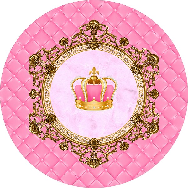 Painel de Festa em Tecido - Capitone Coroa Realeza Rosa
