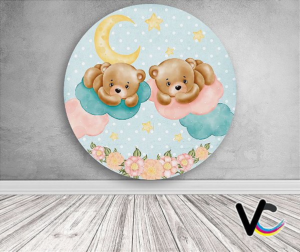 Painel de Festa em Tecido - Ursinhos Revelação Cute Bears