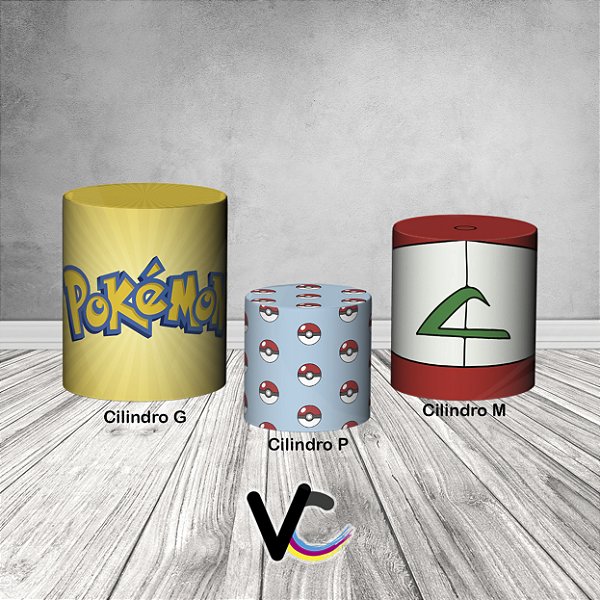 Trio De Capas De Cilindro 3d - Pokémon