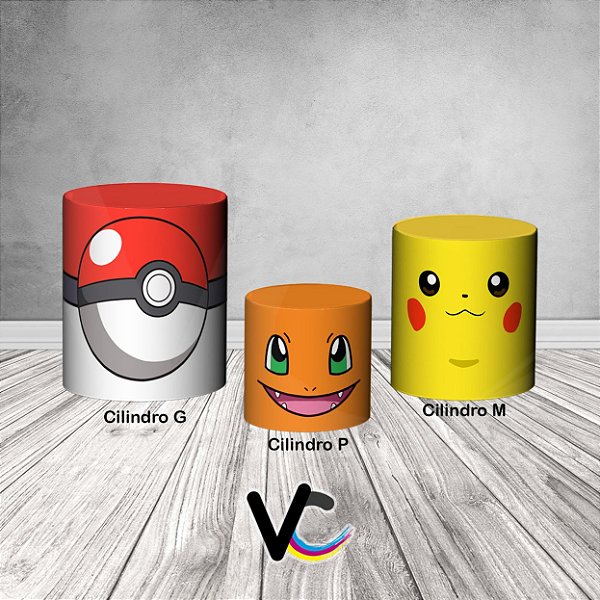 Trio De Capas De Cilindro 3d - Pokémon 2