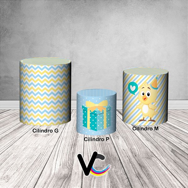 Trio De Capas De Cilindro 3d - Cilindro Pintinho Amarelinho