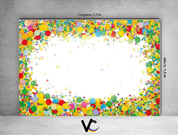Fundo Fotográfico - Carnaval Confetes Coloridos Fundo Branco - 2,20 X 1,50