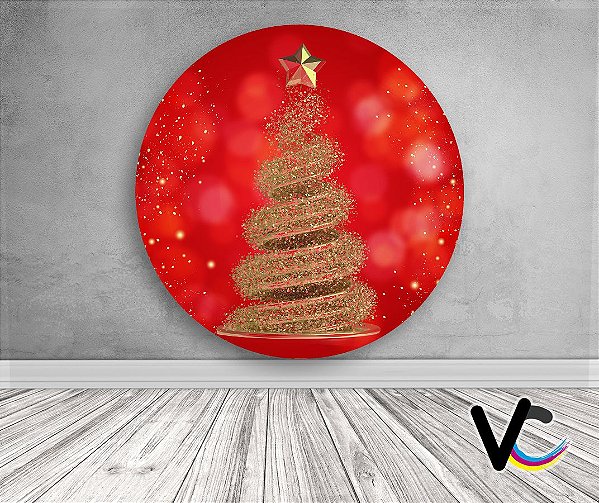 Painel de Festa em Tecido - Árvore de Natal Com feito Glitter
