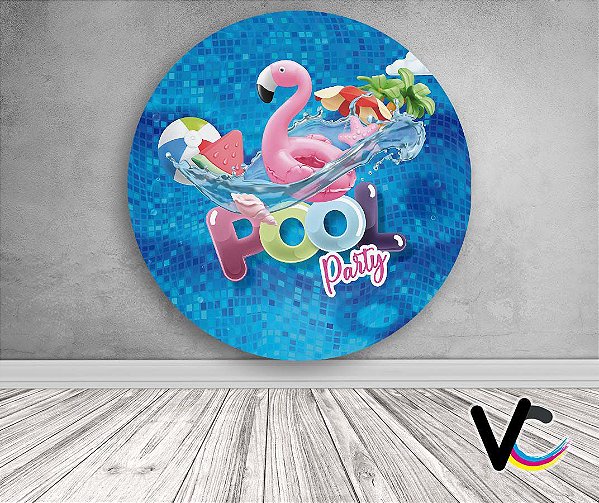 Painel de Festa em Tecido - Pool Party Piscina Flamingo