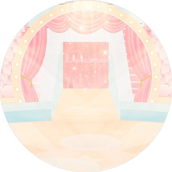Painel de Festa em Tecido - Circo Rosa Aquarela Com Efeito Brilho