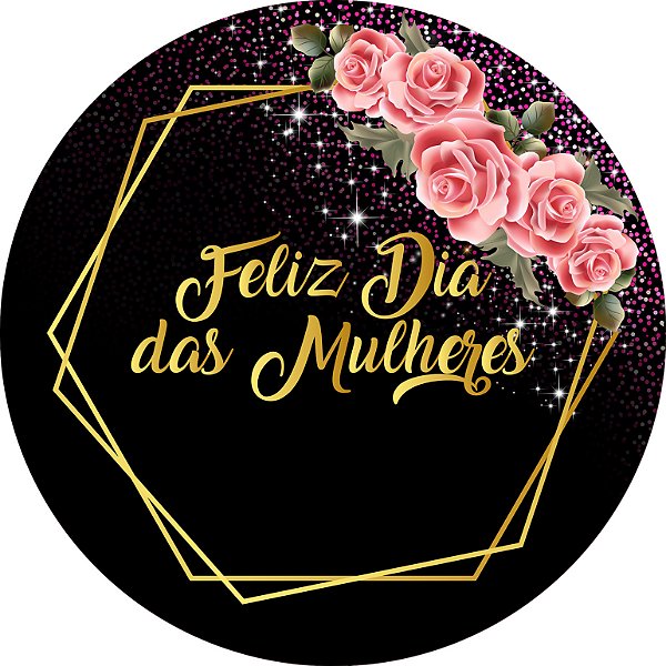 Painel de Festa em Tecido - Dia Das Mulheres Geometrico Dourado Rosa Clara