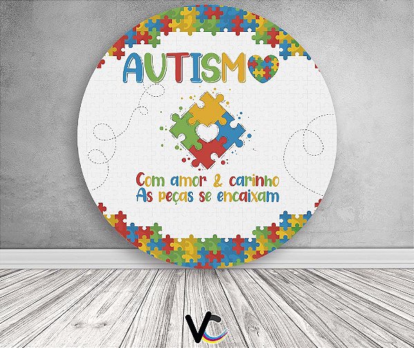 Painel de Festa em Tecido - Autismo Quebra Cabeça Colorido