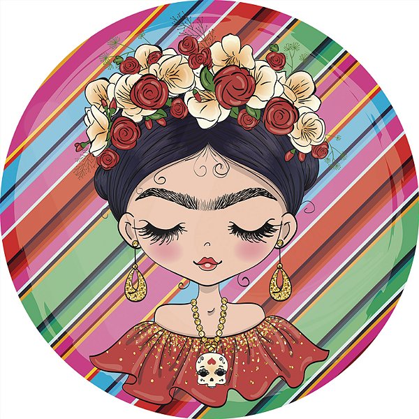 Painel de Festa em Tecido - Frida Kahlo Cute