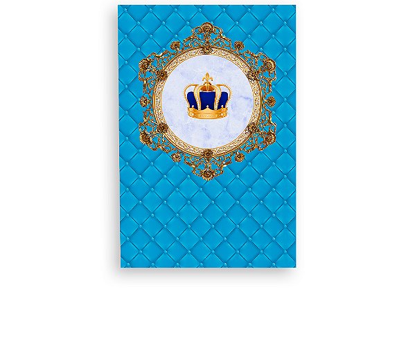 Painel De Festa 3d Vertical 1,50x2,20 - Capitone Azul Claro Coroa Realeza