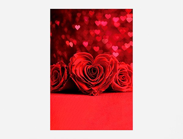 Painel De Festa 3d Vertical 1,50x2,20 - Dia dos Namorados Rosa Coração Vermelho