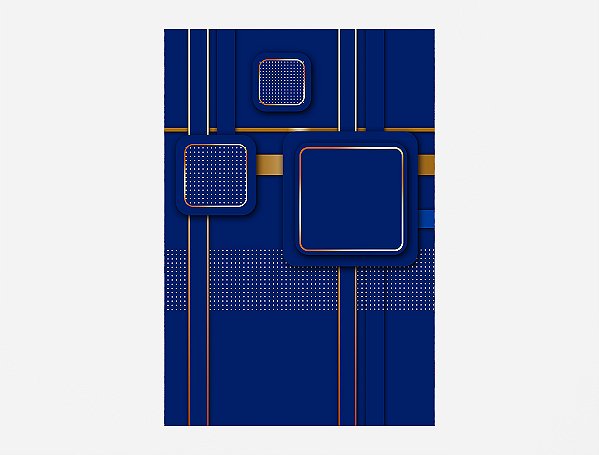 Painel De Festa 3d Vertical 1,50x2,20 - Azul Geométrico Quadrados Dourados