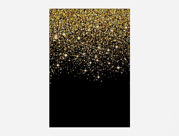 Painel De Festa 3d Vertical 1,50x2,20 - Fundo Preto Efeito Glitter e Brilho Dourado