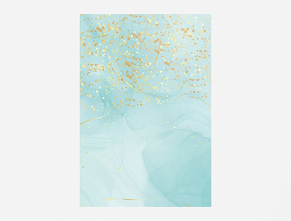 Painel De Festa 3d Vertical 1,50x2,20 -  Efeito Glitter Dourado e Mármore Tiffany