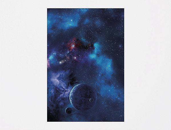 Painel De Festa 3d Vertical 1,50x2,20 - Galáxia Azul Planetas 2