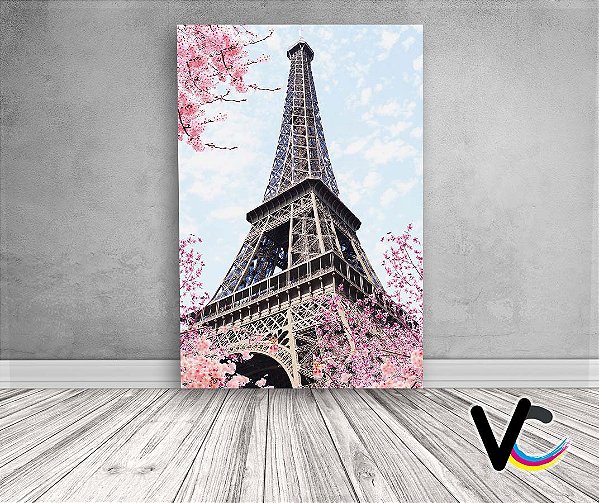 Painel De Festa 3d Vertical 1,50x2,20 - Paris Torre Eiffel Flores