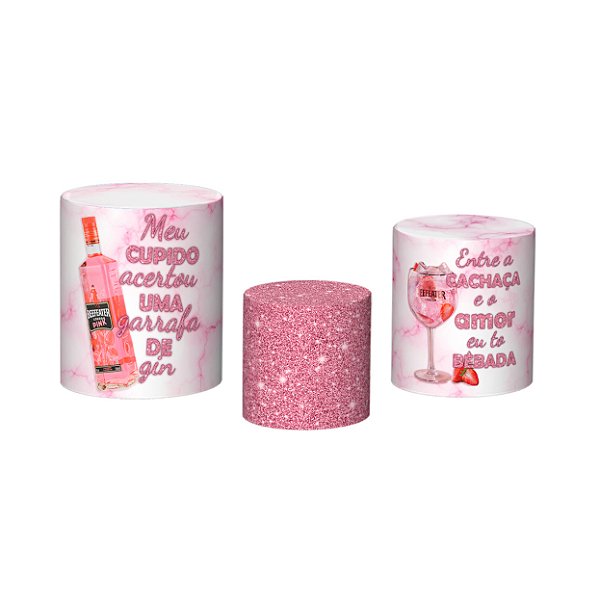 Trio De Capas De Cilindro 3d - Boteco Gin Beefeater Pink