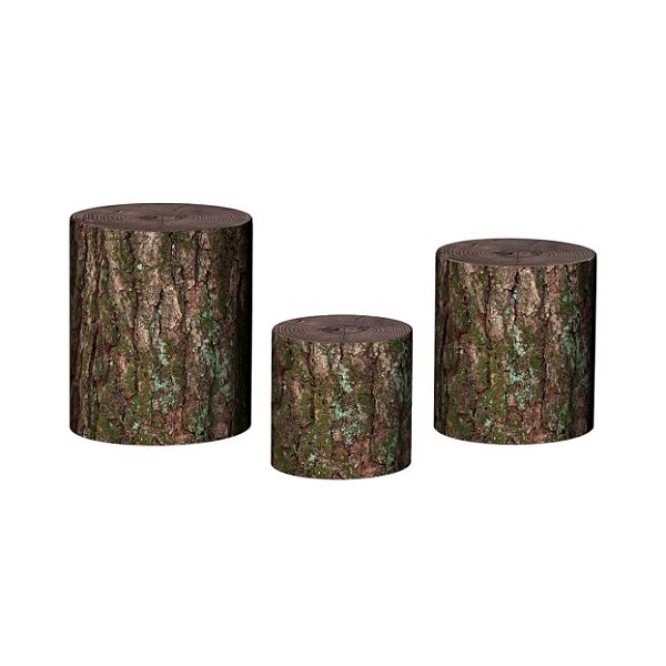 Trio De Capas De Cilindro 3d - Floresta Bosque com Cogumelos