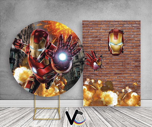 Painel Redondo + Painel Vertical - Homem de Ferro Explosão
