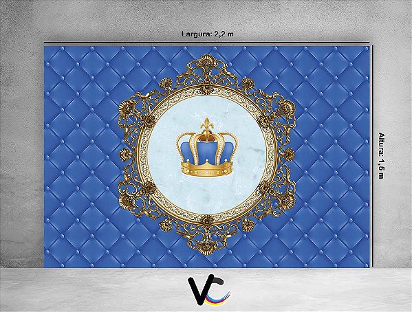Fundo Fotográfico 2,20 X 1,50 - Capitone Azul Coroa Realeza