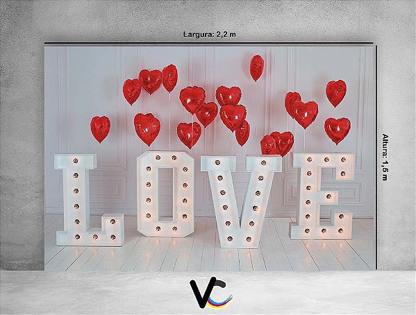 Fundo Fotográfico 2,20 X 1,50 - Ensaio Dia dos Namorados Love