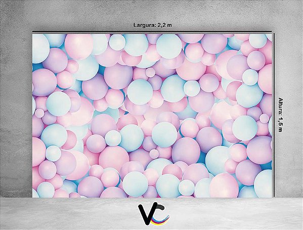 Fundo Fotográfico 2,20 X 1,50 - Parede De Balões Rosa e Azul Pastel