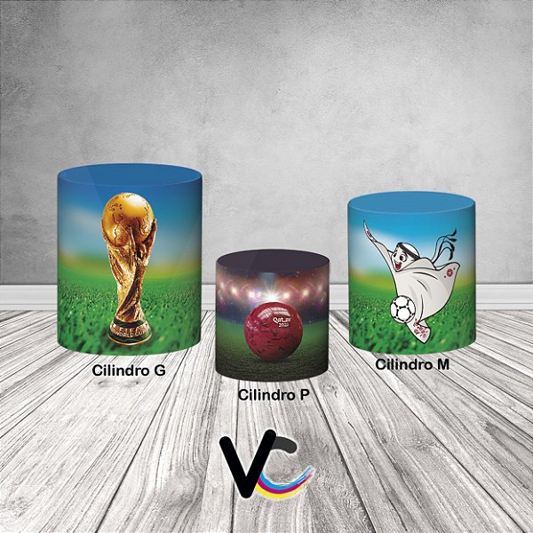 Trio De Capas De Cilindro 3d - Copa do Mundo Qatar 2022 Brasil