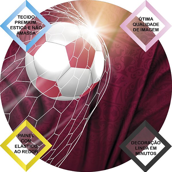Painel de Festa em Tecido - Bola na Rede Copa do Mundo Qatar 2022