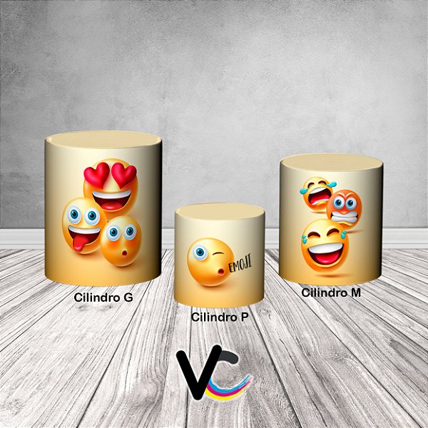 Trio De Capas De Cilindro 3d - Emojis