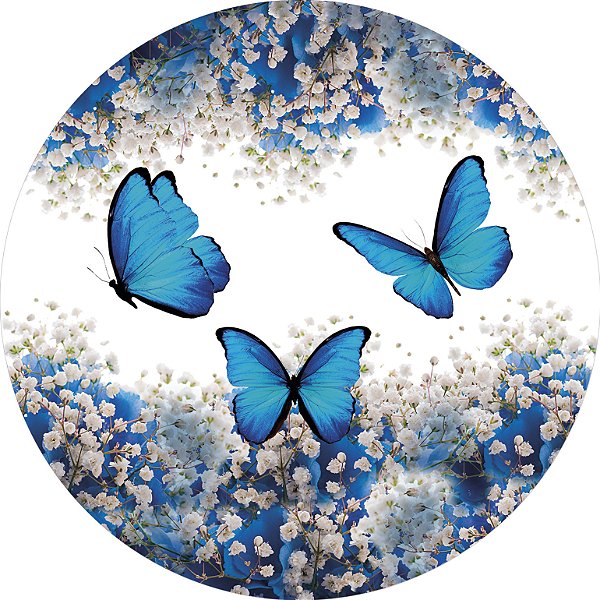 Painel de Festa em Tecido - Borboleta Azul Floral